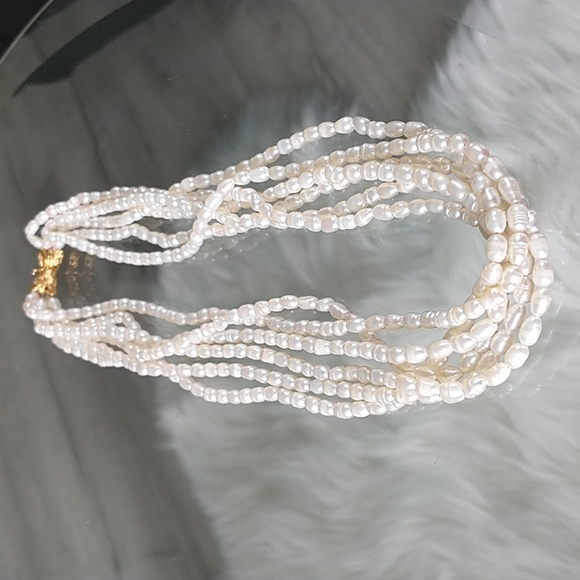 Jewelry - Vintage gorgeous 6 strand authentic antique freshwater pearls choker necklace